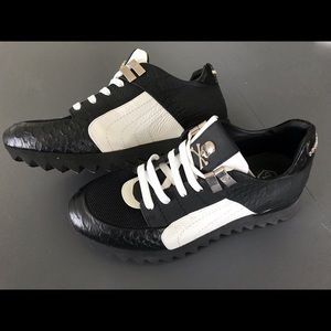 Phillip Plein Men’s Black White Nickel Shoe Sz 8.5